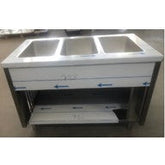 3 Seperately Controlled GN Containers Hot Mobile Bain-Marie With Undershelf Stainless Steel Cabinet , 4 Castors with 100 mm Ø (2 Castors with Brakes). - Mabrook Hotel Supplies